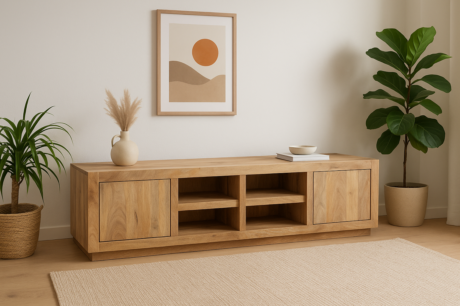 Tv-meubel Cannes – 180 cm – Naturel – Mangohout