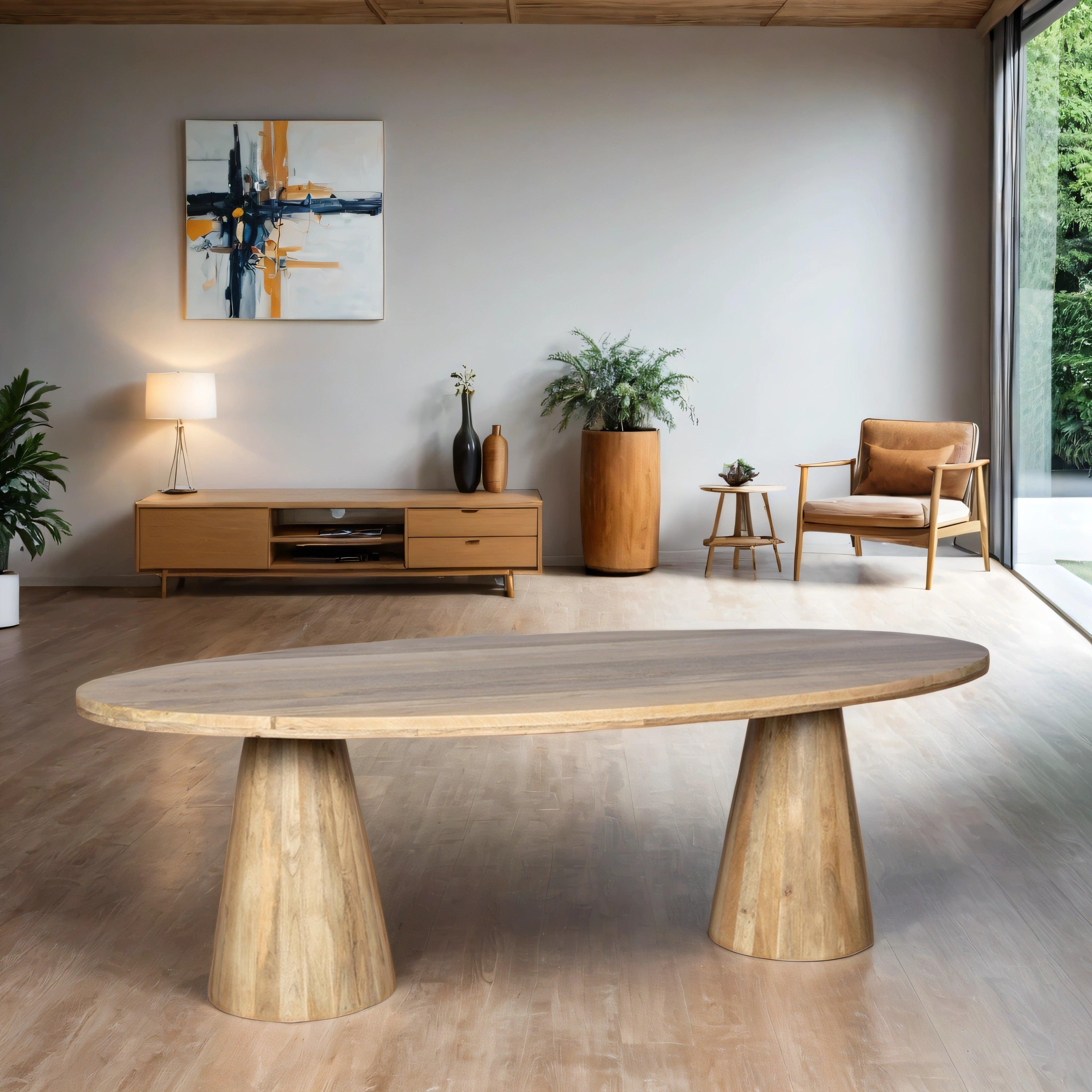 Set van 2 rond onderstel - Naturel - Mangohout