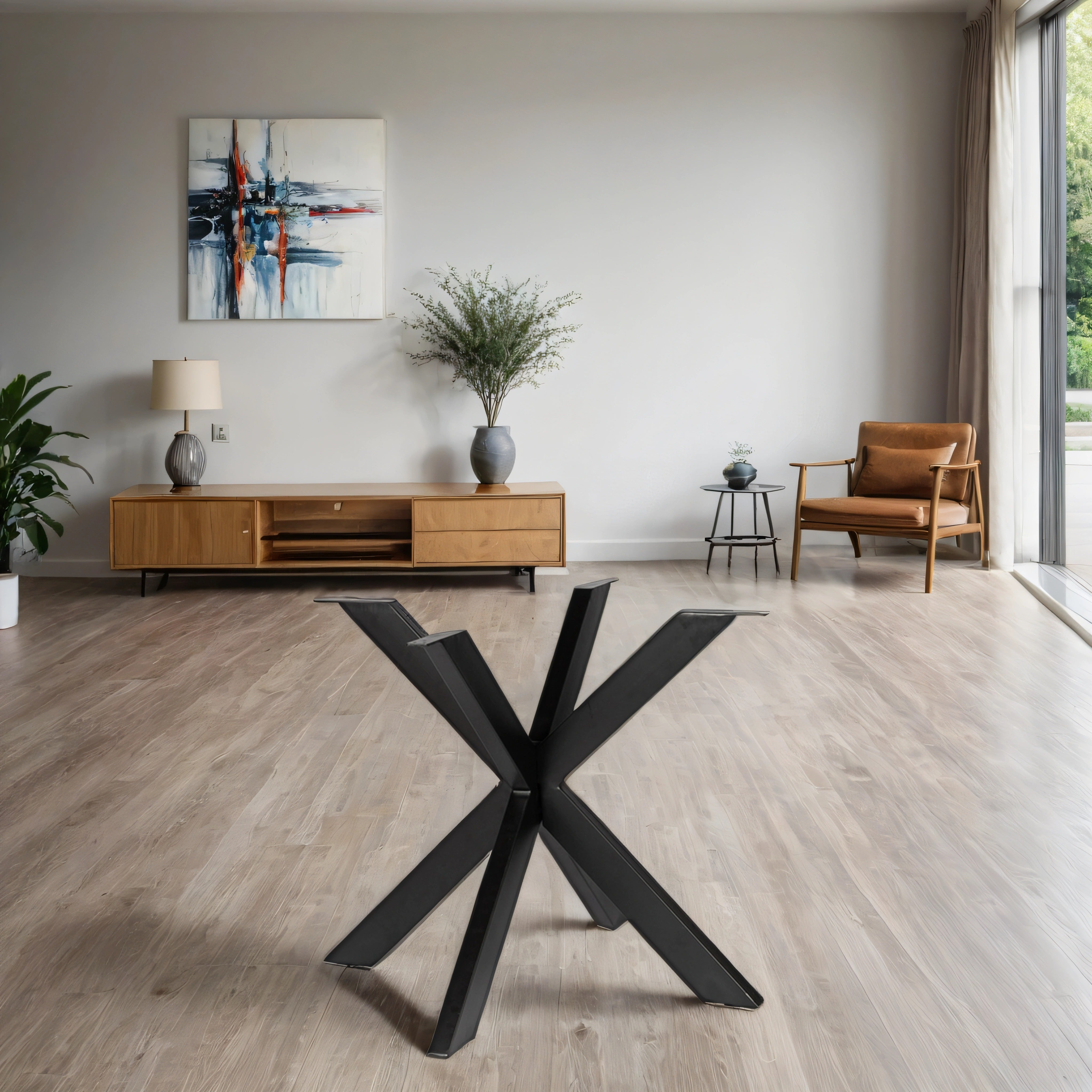 Onderstel Matrix Tafelpoot Zwart rond  - Metaal