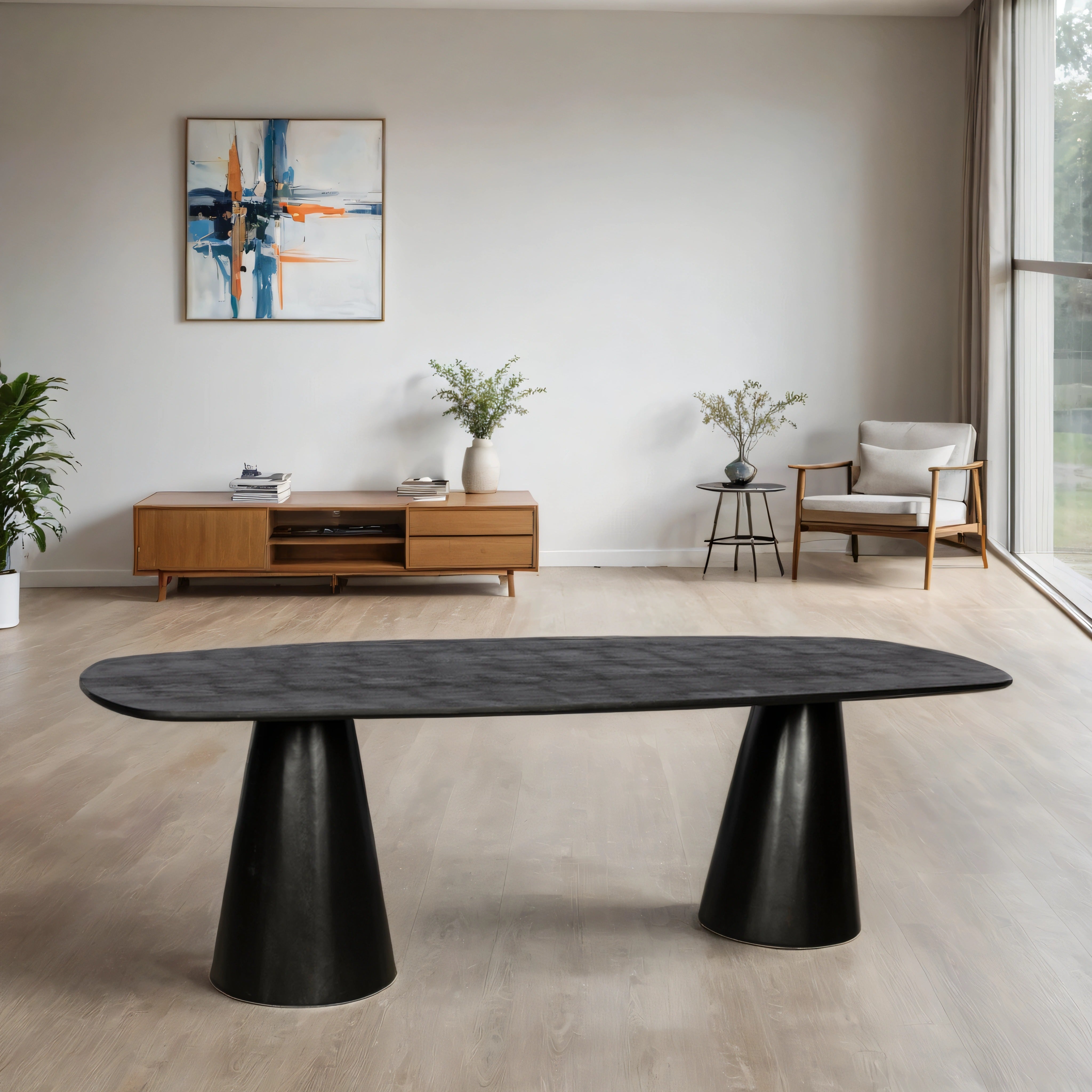 Deens Ovaal Tweekolompoten - 180 cm - zwart - Mangohout