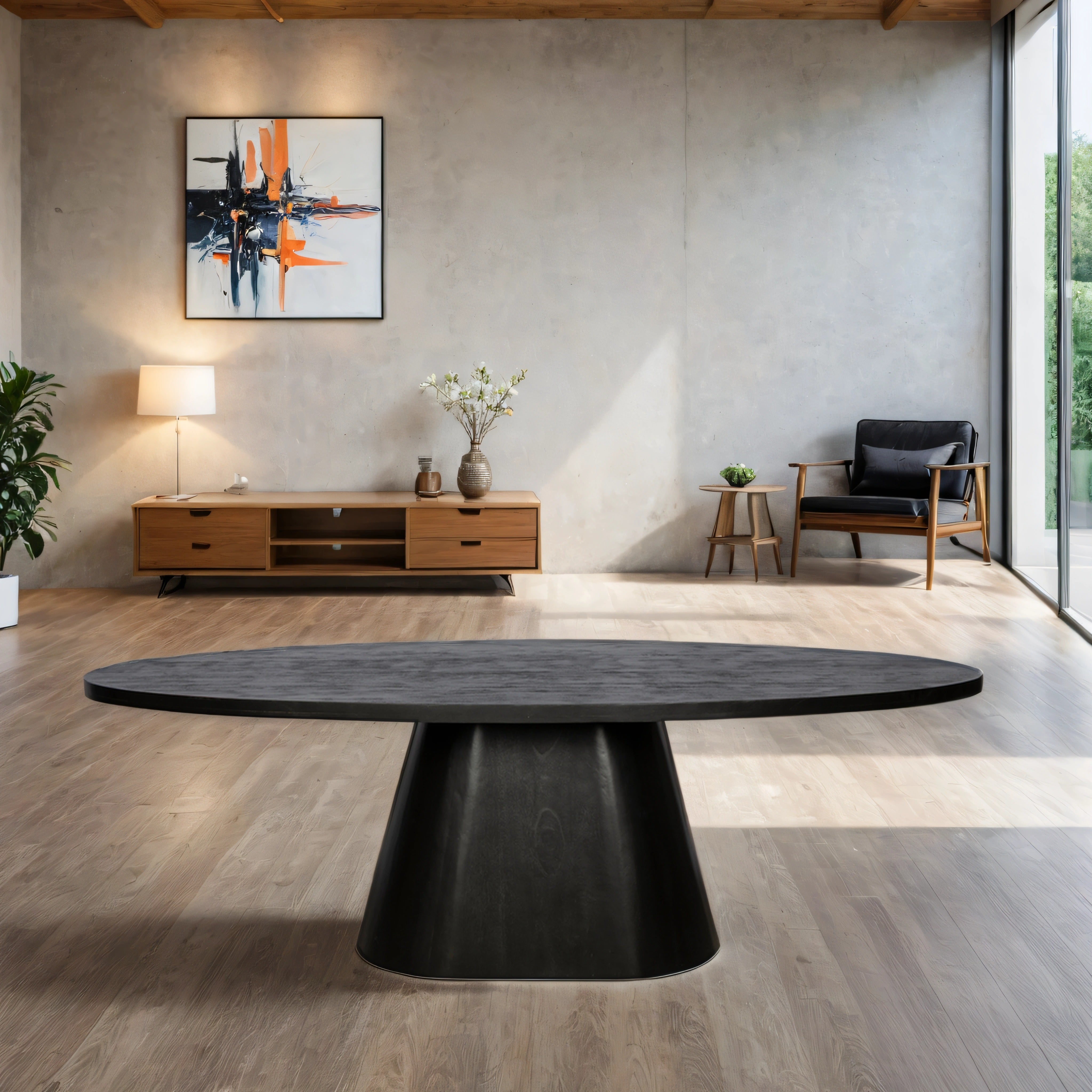 Ovaal Eettafel Kolompoot – 190 cm – Zwart – Mangohout