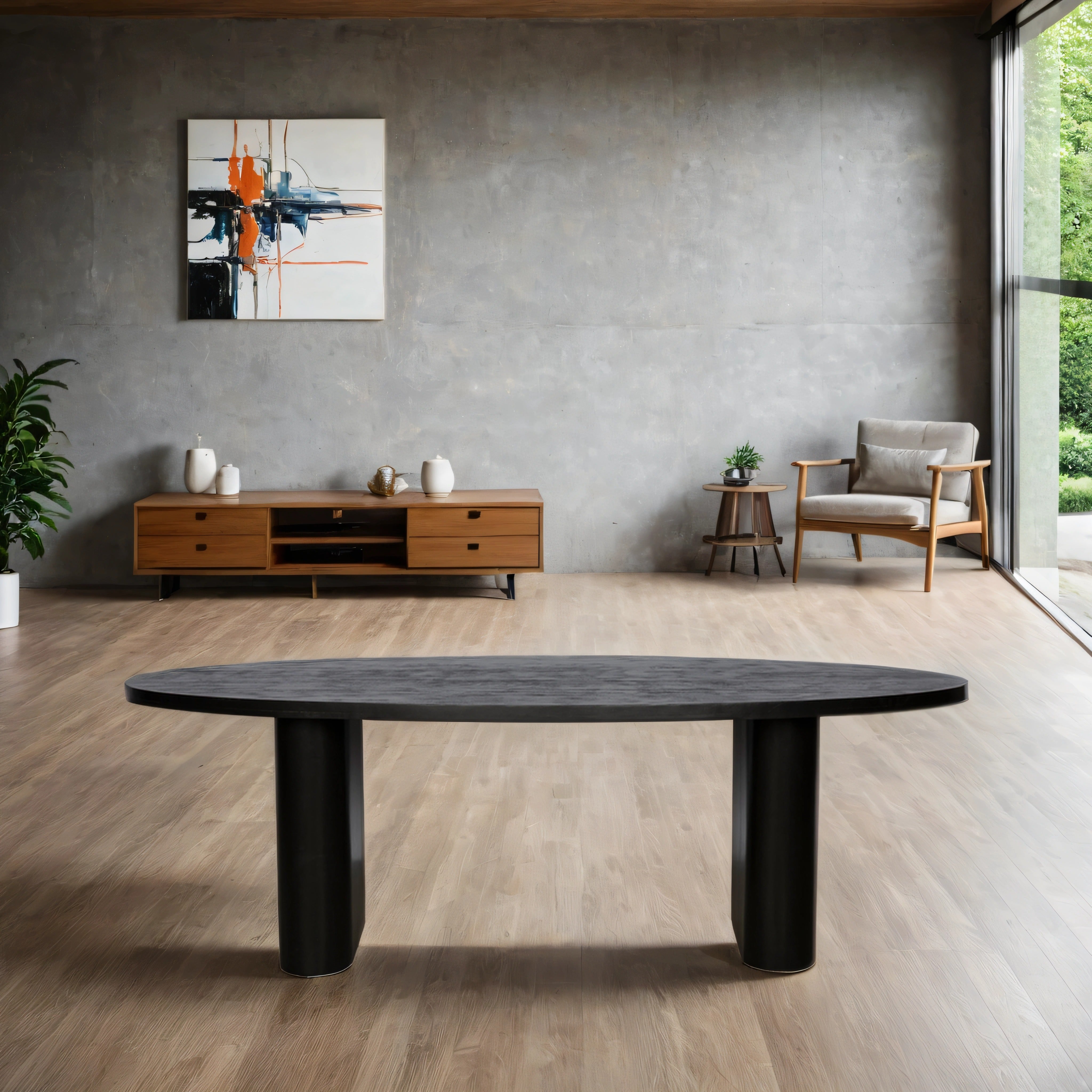 Ovale Eettafel Kookpoot – 190 cm – Zwart – Mangohout