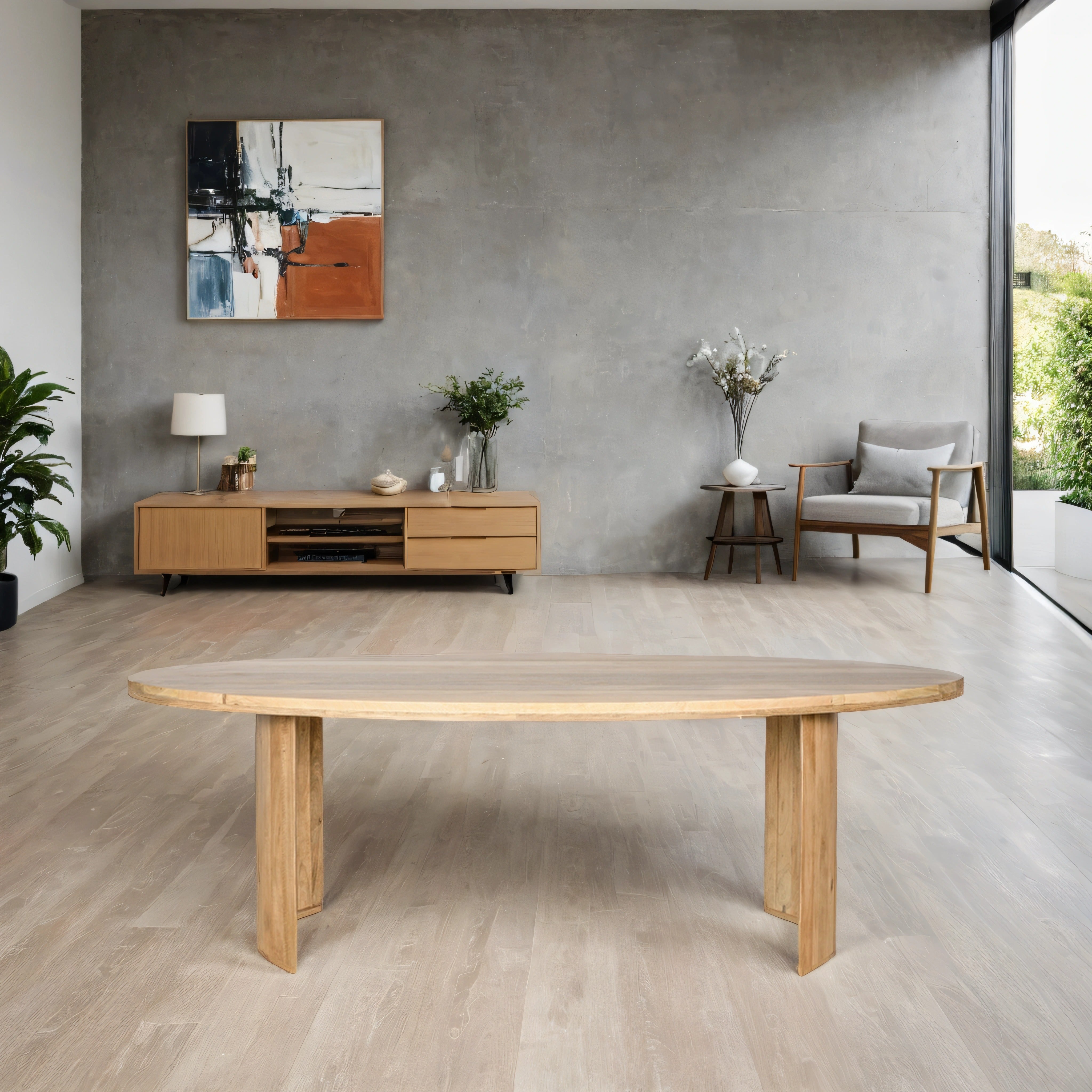 Ovale Eettafel Japandi Halfrond – 190 cm – naturel – Mangohout