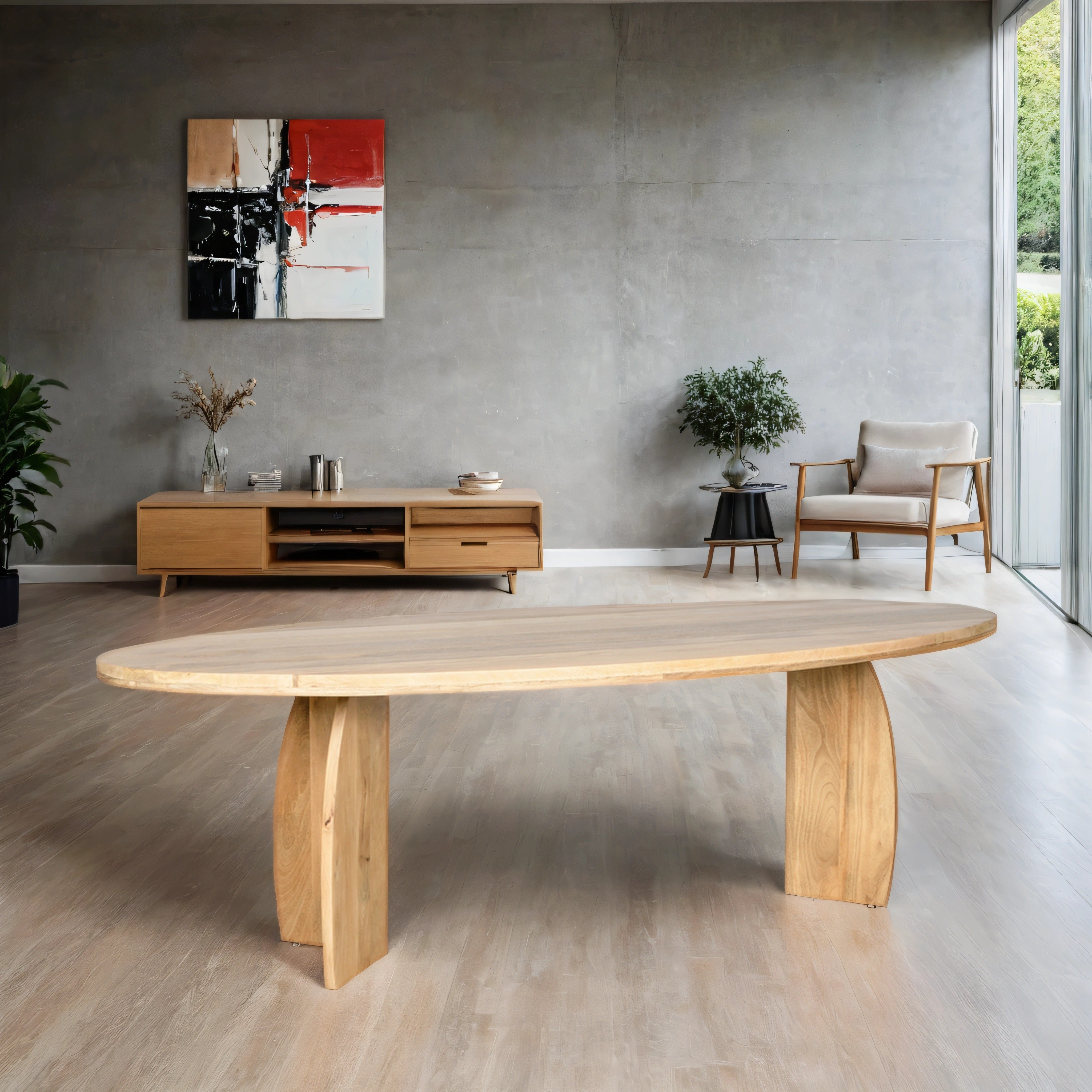 Ovale Eettafel Japandi Maan – 190 cm – Naturel – Mangohout