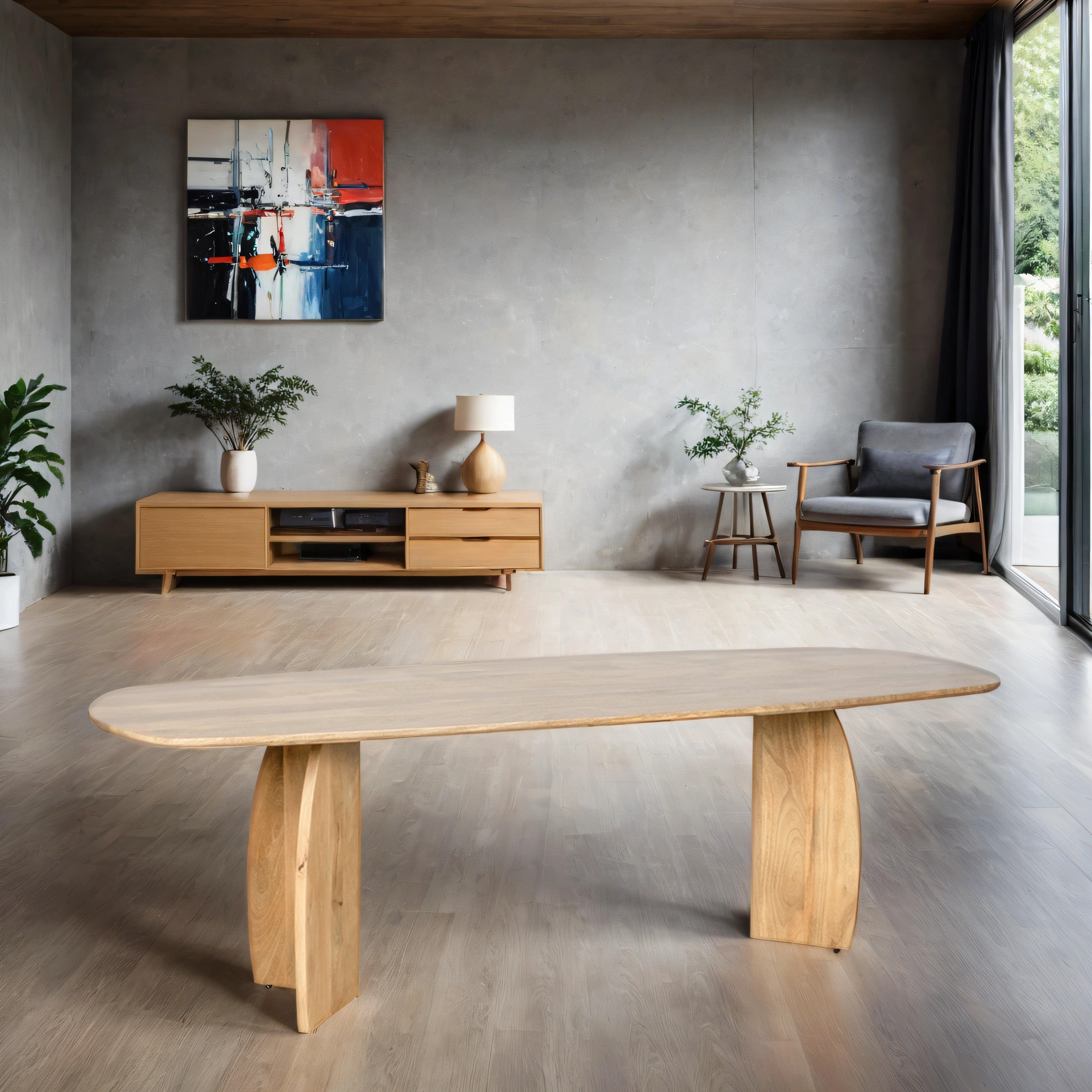 Deens Ovale Eettafel Japandi Maan – 200 cm – Naturel – Mangohout