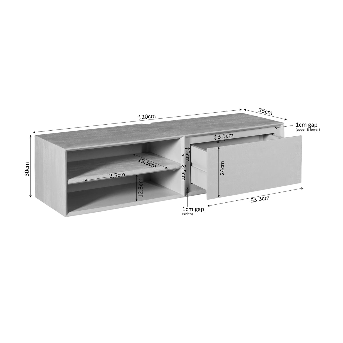 Zwevend tv meubel Ambiance Naturel | 120 cm