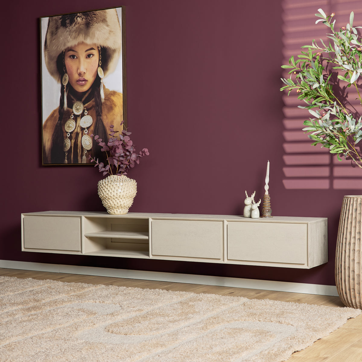 Zwevend tv meubel Ambiance Sand | 240 cm