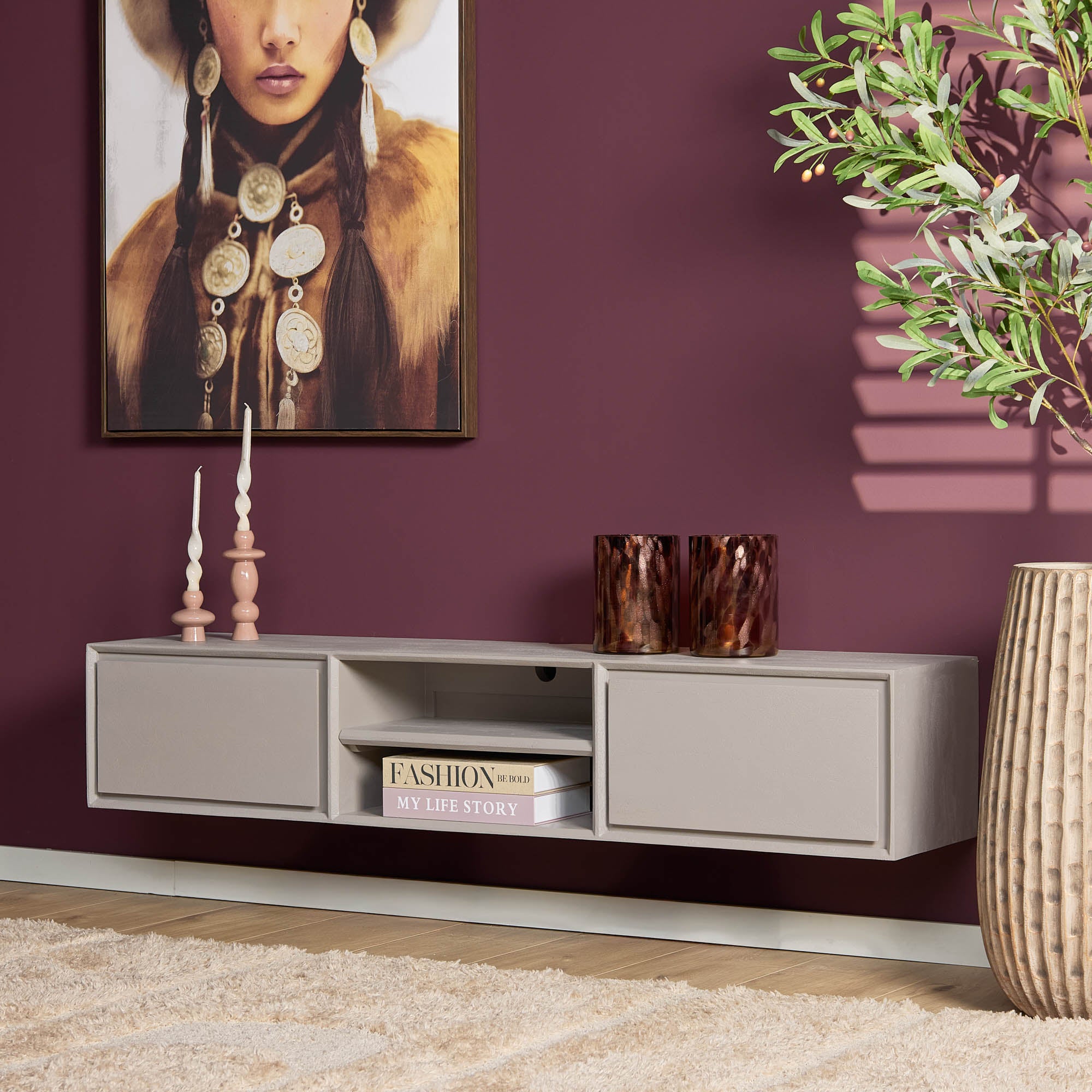 Zwevend tv meubel Ambiance Taupe | 160 cm
