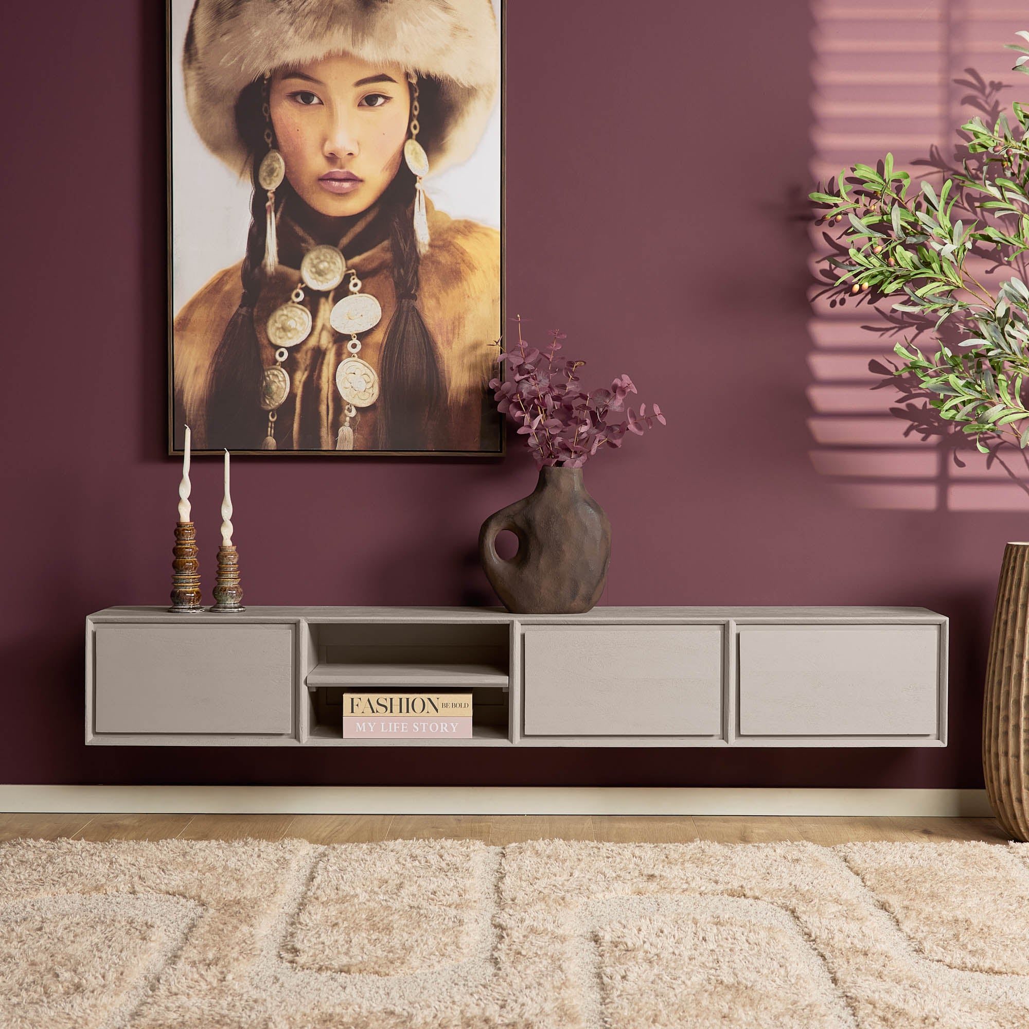 Zwevend tv meubel Ambiance Taupe | 200 cm
