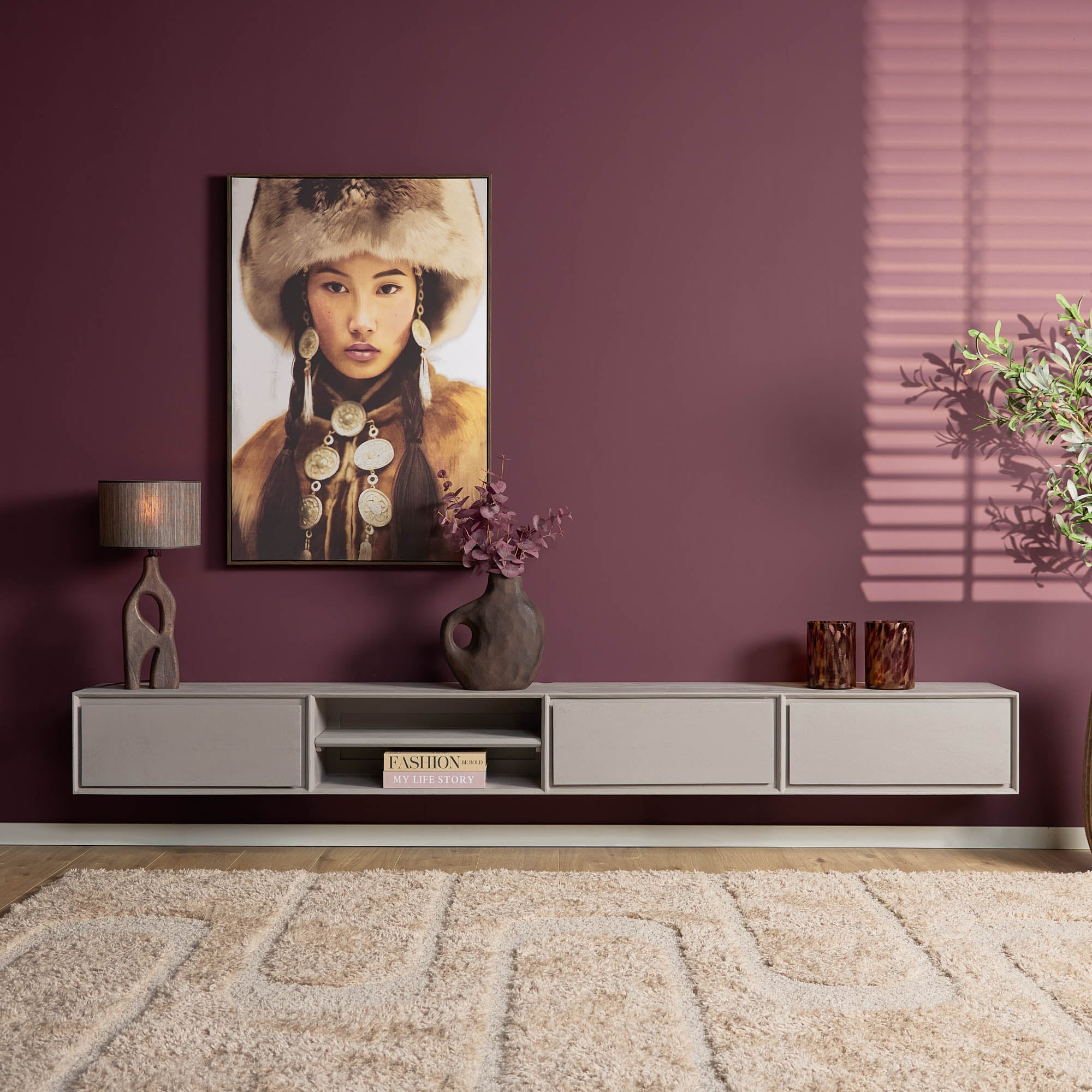 Zwevend tv meubel Ambiance Taupe | 280 cm