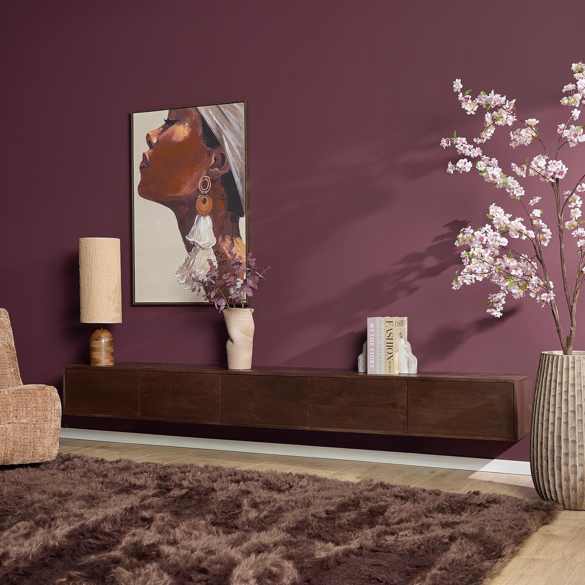 Zwevend tv meubel Vision Brown | 280 cm