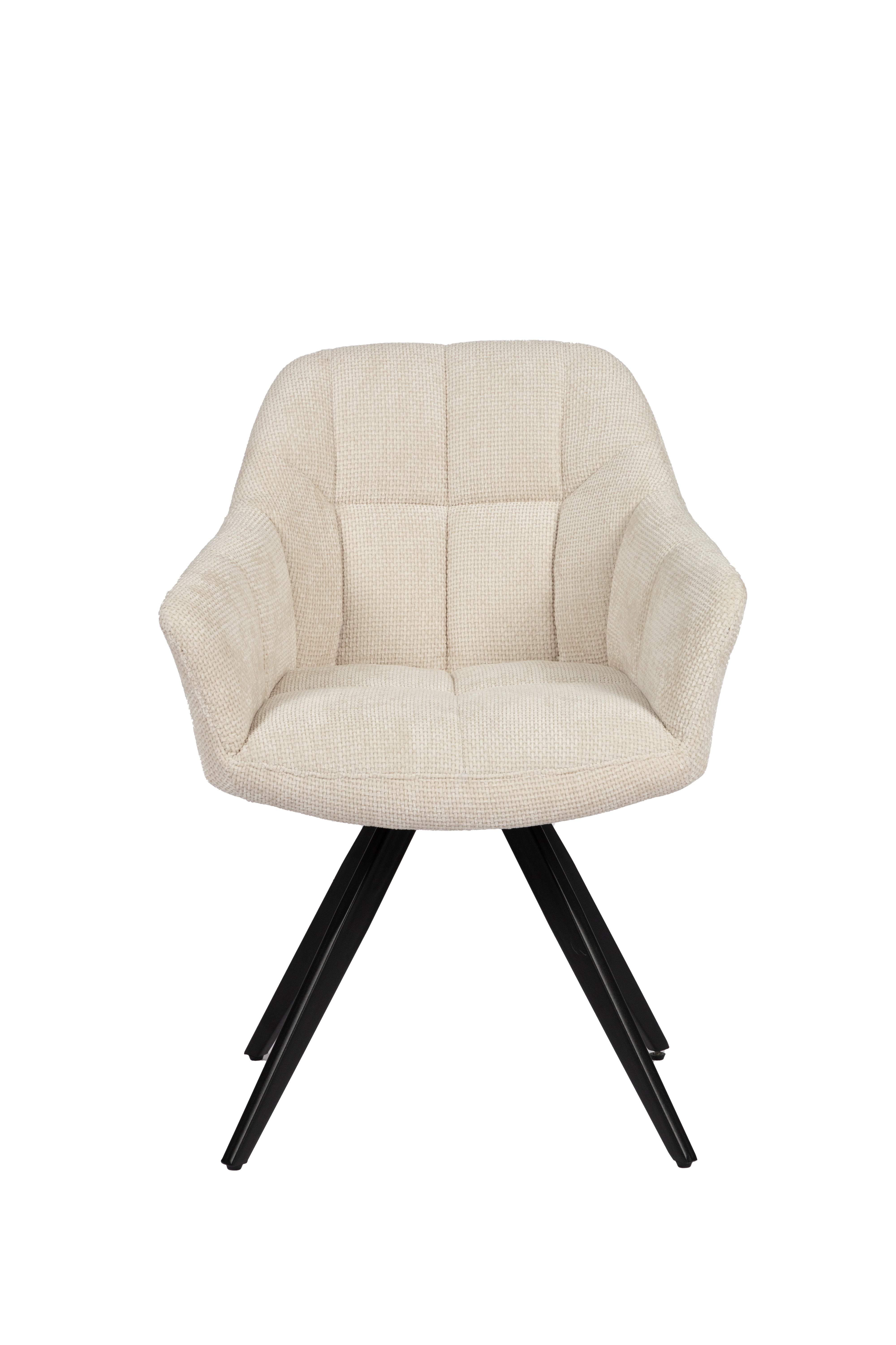 Combi Deal Zwarte Ronde Eettafel + 4 Créme Draaistoelen