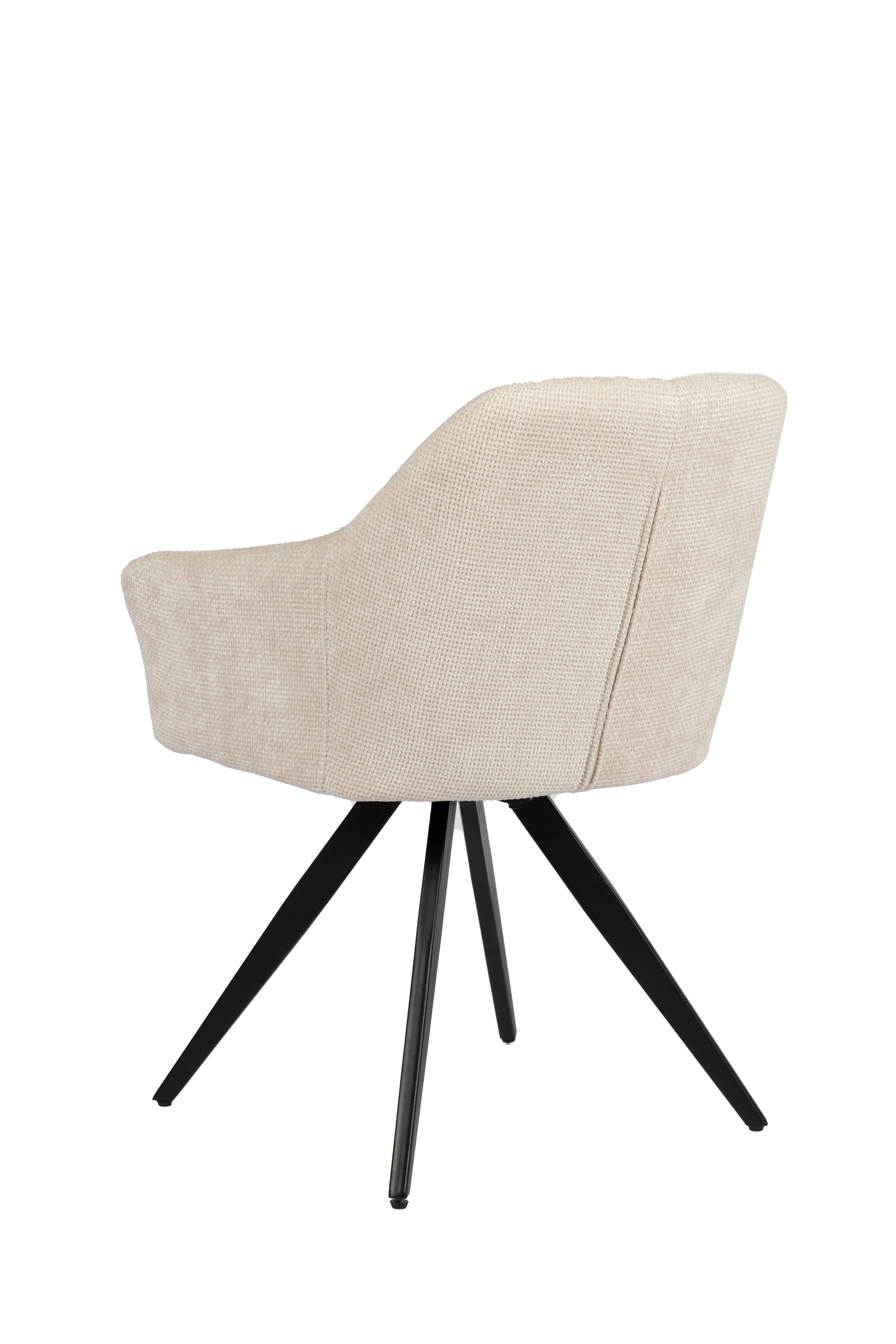 Combi Deal Zwarte Ronde Eettafel + 4 Créme Draaistoelen
