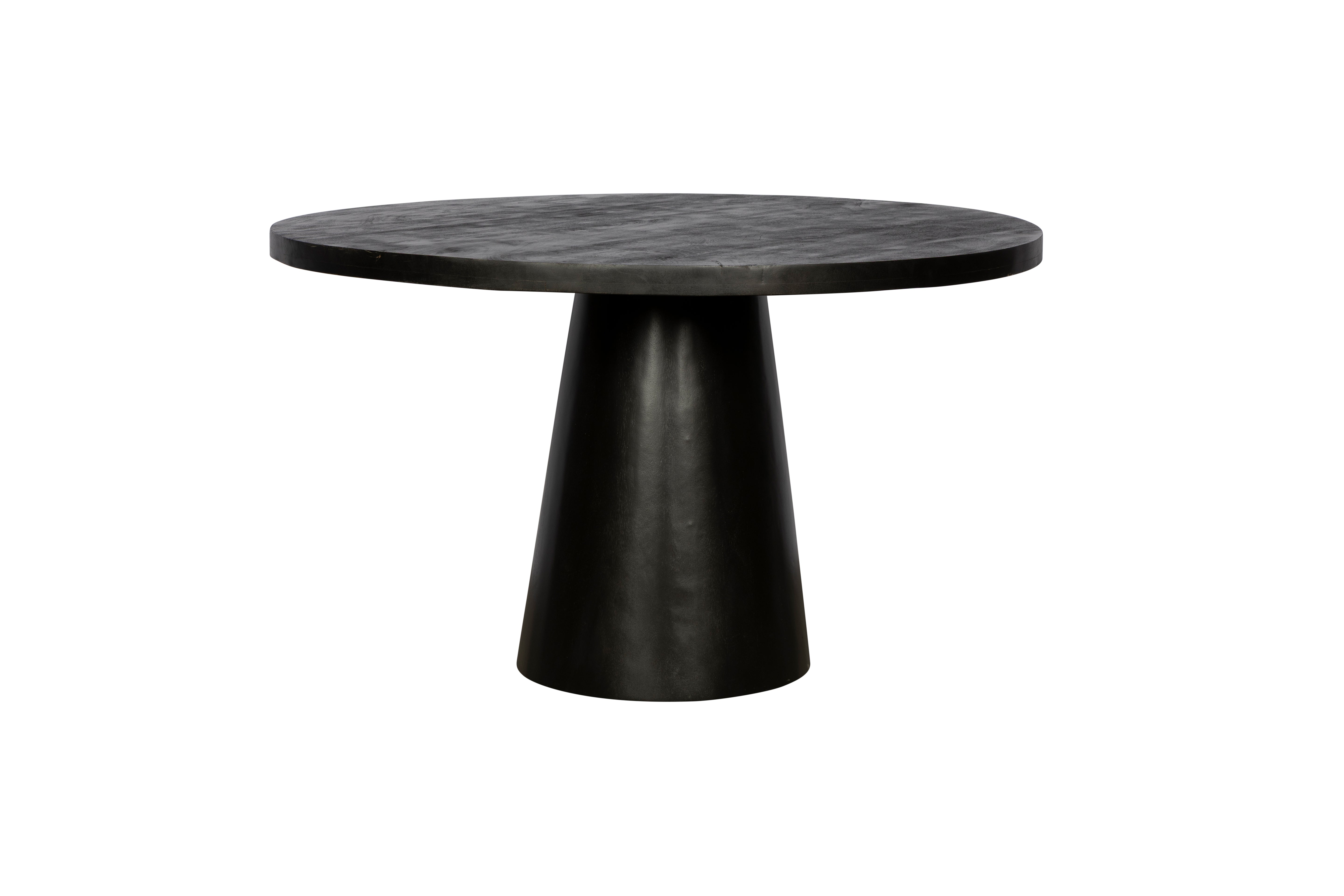 RONDE EETTAFEL - 100cm -  ZWART - KEGELONDERSTEL - MANGOHOUT