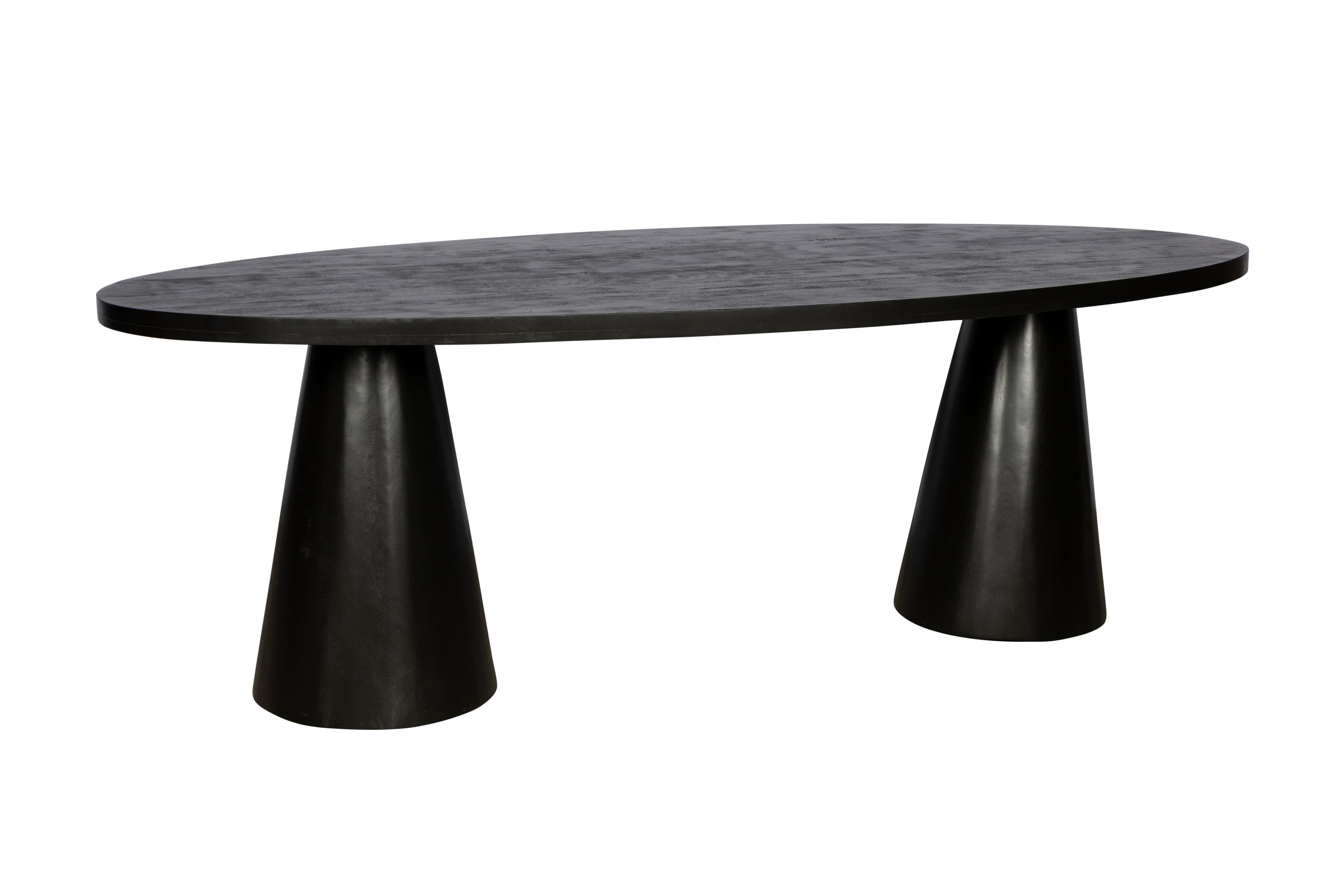 Ovale eettafel Tweekolompoten - 190 cm - zwart - Mangohout
