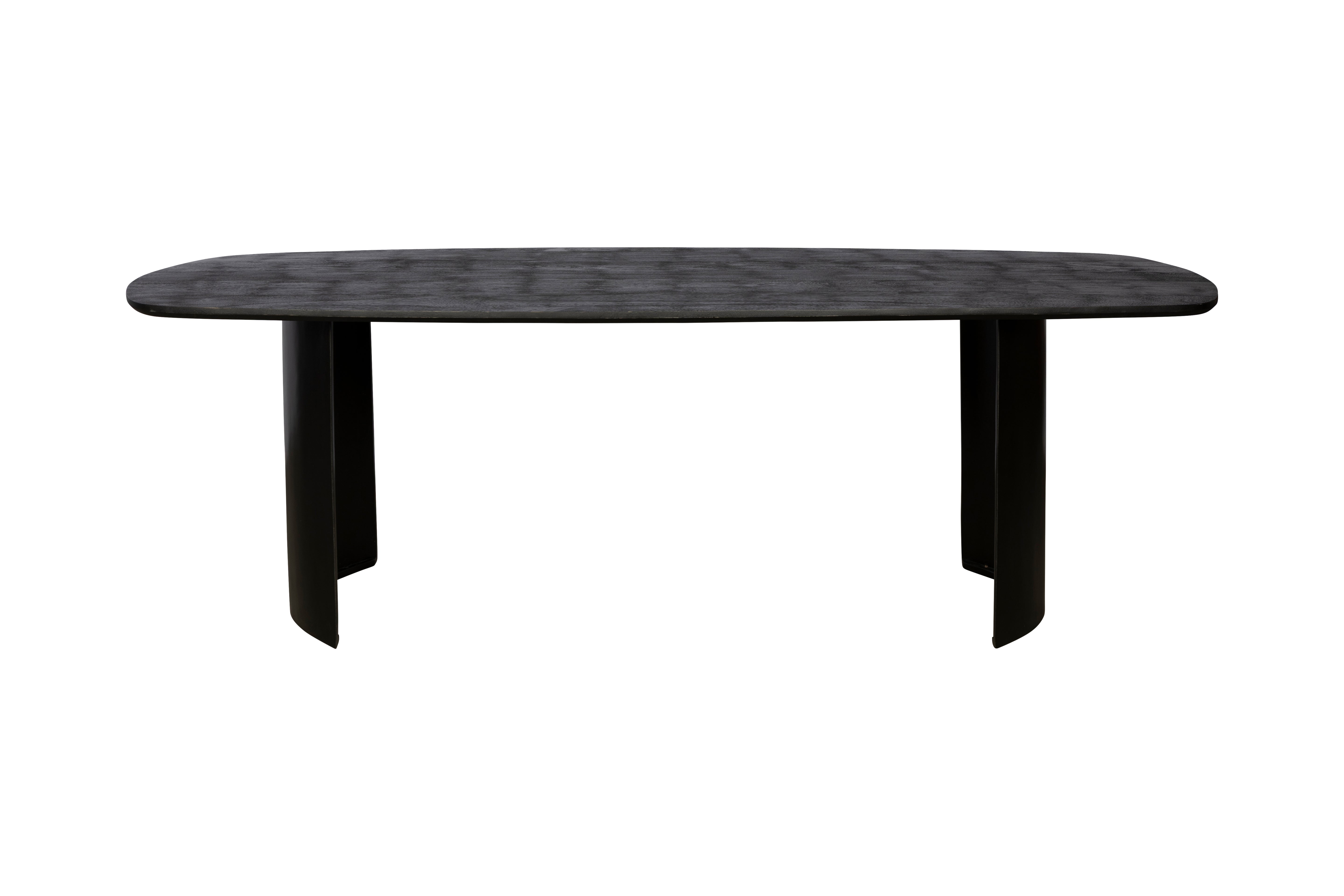 Deens Ovale Eettafel Japandi Halfrond – 160 cm – zwart – Mangohout