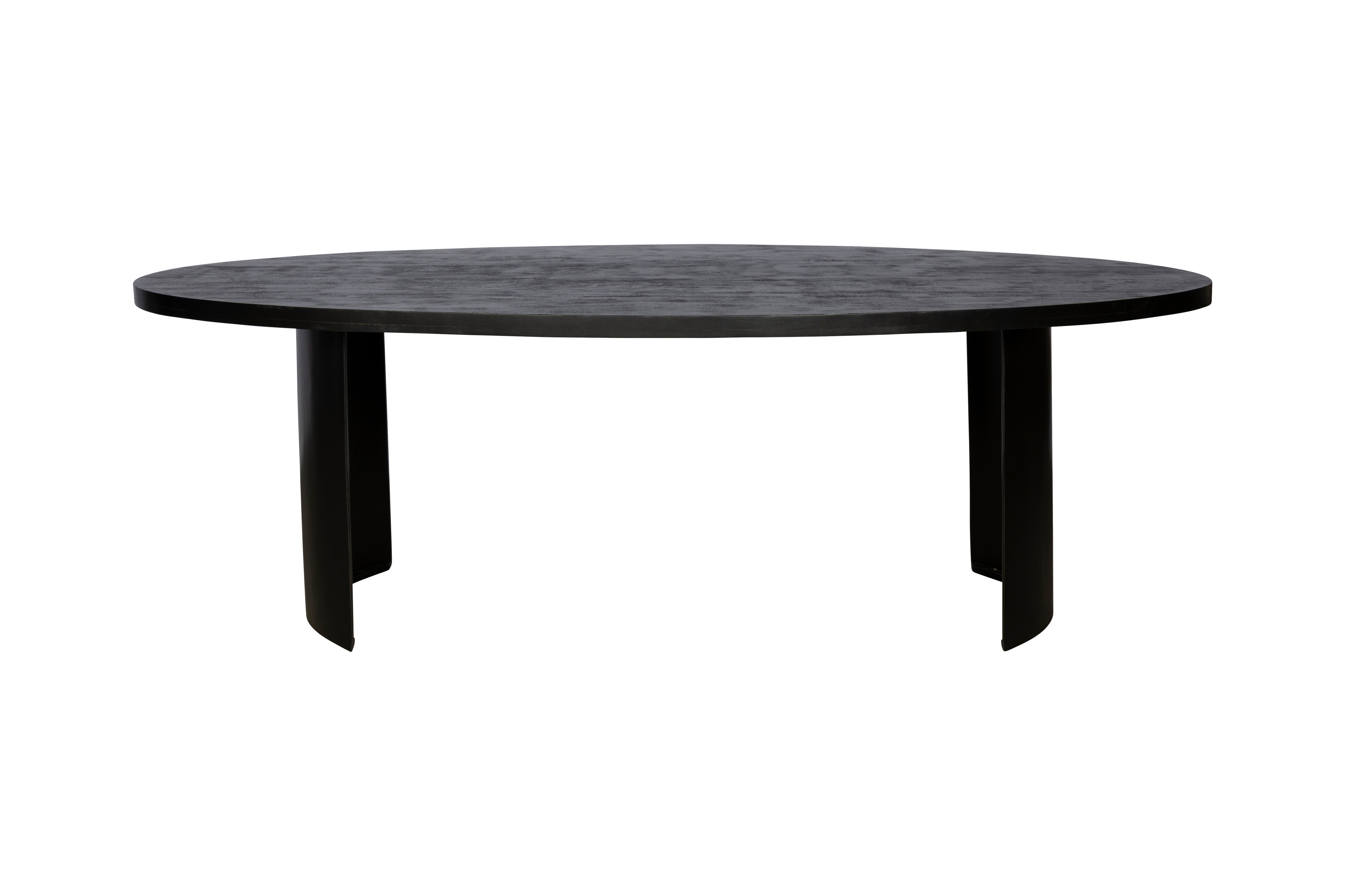 Ovale Eettafel Japandi Halfrond – 260 cm – zwart – Mangohout