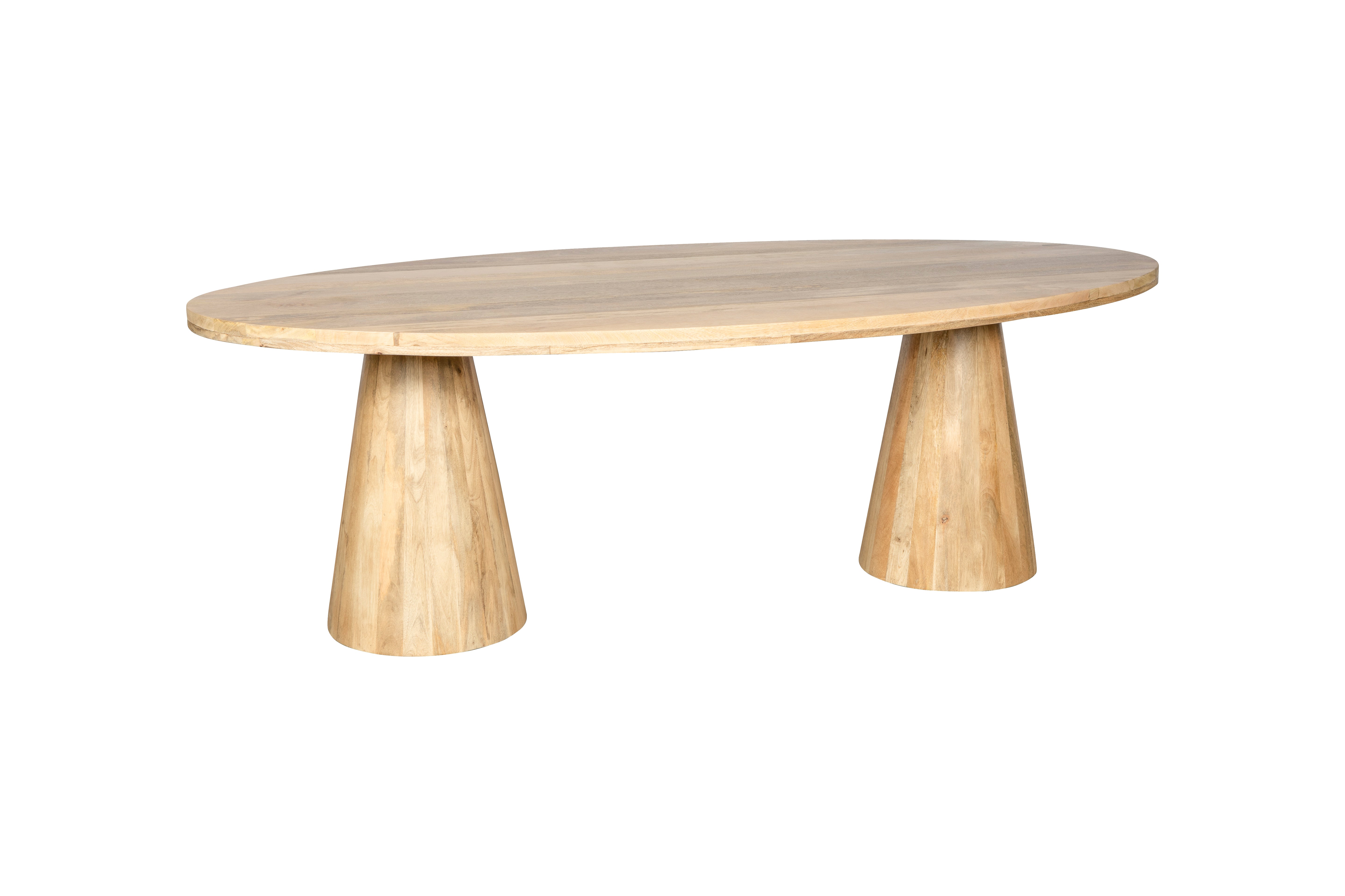Ovale eettafel Tweekolompoten - 190 cm - naturel - Mangohout
