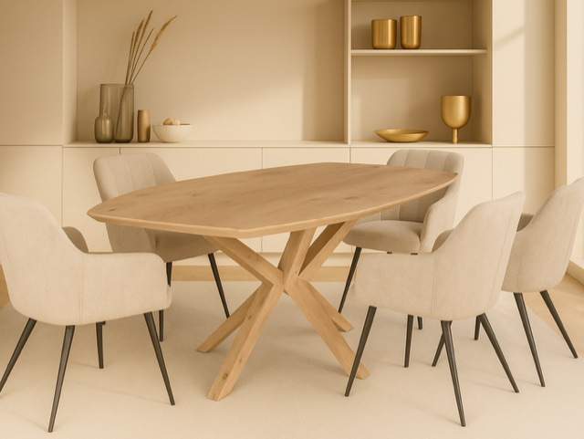 Eettafel Bootvorm – 200 cm – Eikenhout