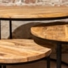Salontafel set van 3 klein hout rond detail