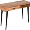 bureautafel van mangohout met een lade en een open vlak