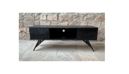 tv meubelen zwart met 2 laden en een handig gat voor de electrische draden